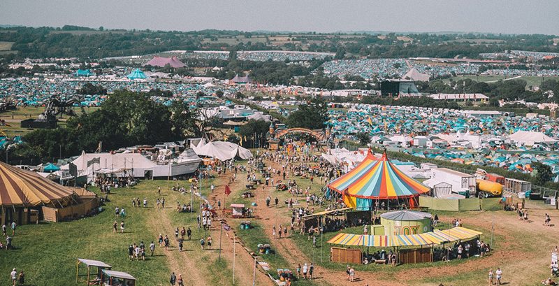 Aerial view with the circus tent