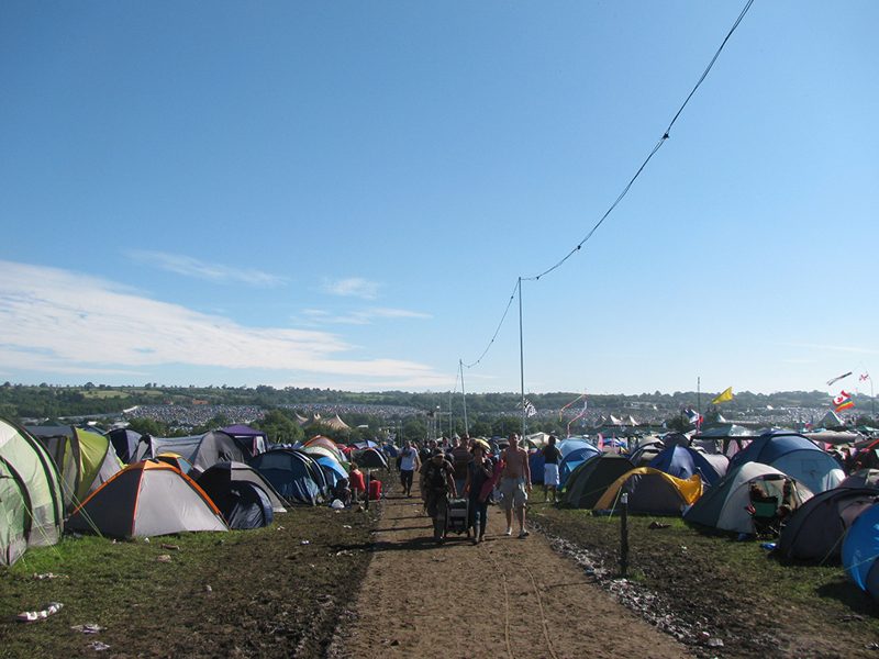 Path through the campsite, blue sky