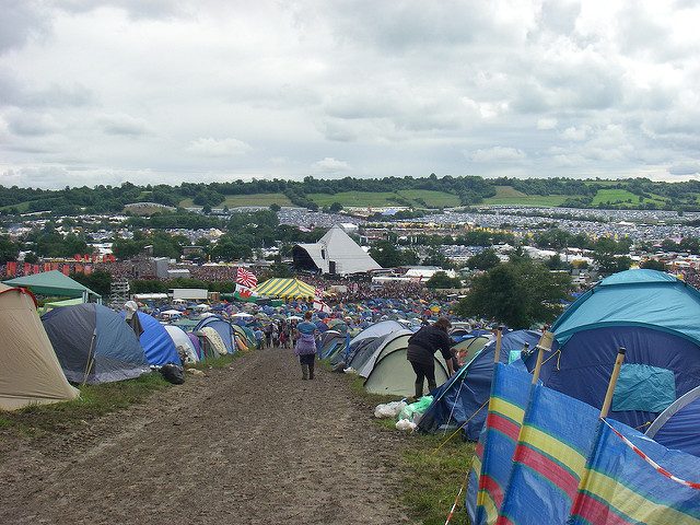 Tent field with the Pyramid in the distance