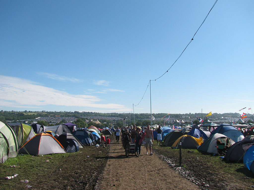 Arriving at Glastonbury